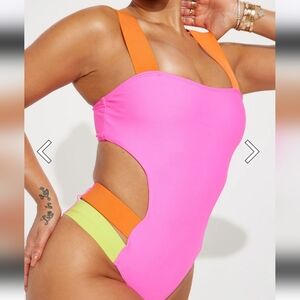 Amy Strappy 1 Piece Swimsuit - Neon Pink/combo